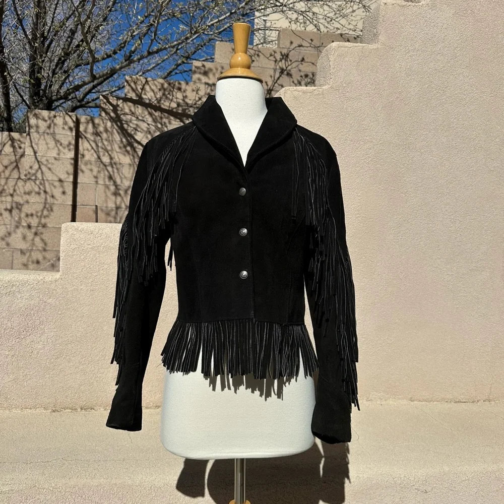 🔥RARE🔥Vintage Kenny Rogers Collection by Schott Suede Leather Fringe Jacket - Picture 2 of 13